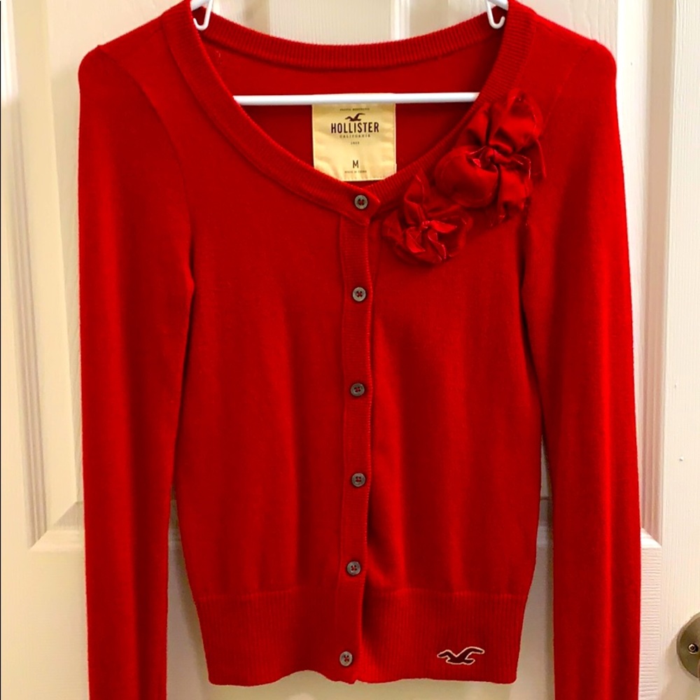 Hollister Red Valentine sweater cardigan kids M